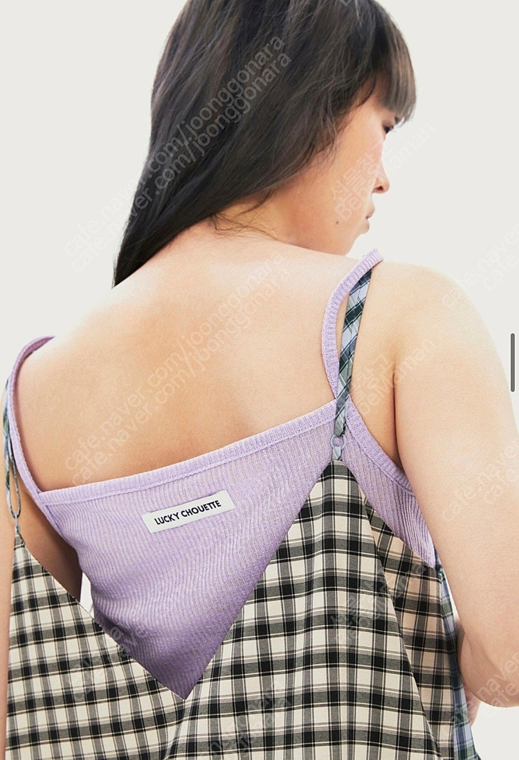 럭키슈에뜨 프릴 체크 원피스 이미지