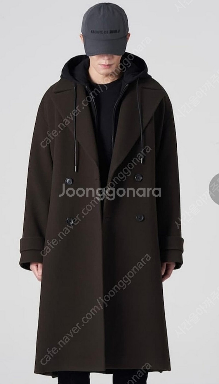 준지 juunj / 후드 디테처블 브라운 맥시코트 48--0