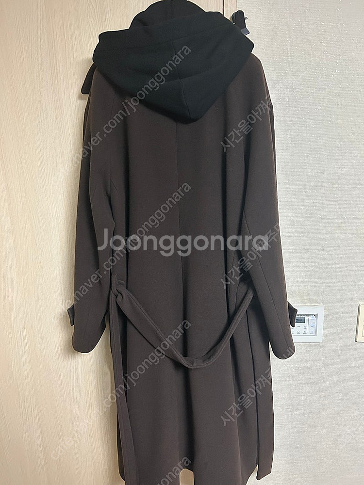 준지 juunj / 후드 디테처블 브라운 맥시코트 48--2