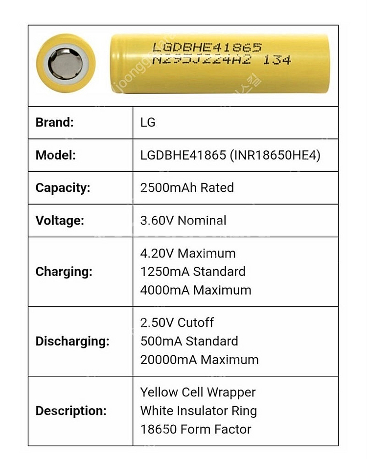LG 18650 고방전배터리(미사용품)--1