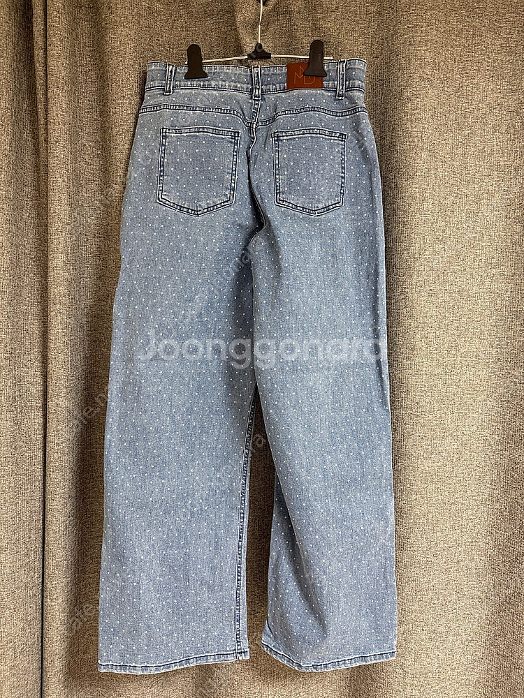민먼데이 도트 슬림 와이드 데님 연중청 팬츠 XL--8