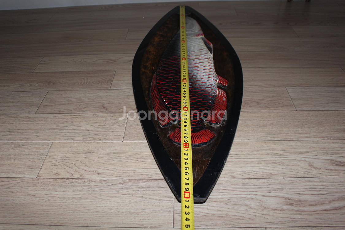 대형 삐라루꾸 브라질 아마존 물고기 원주민 목각액자--6