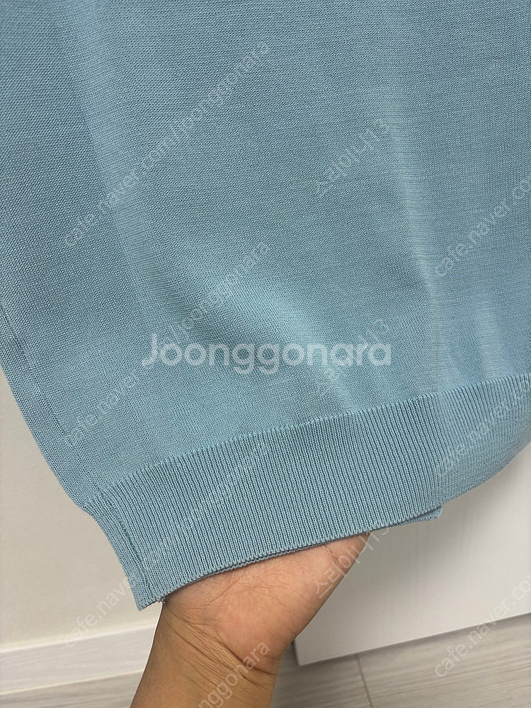 스타일아마 코튼 반팔 카라 가디건 소라색상 새상품--6