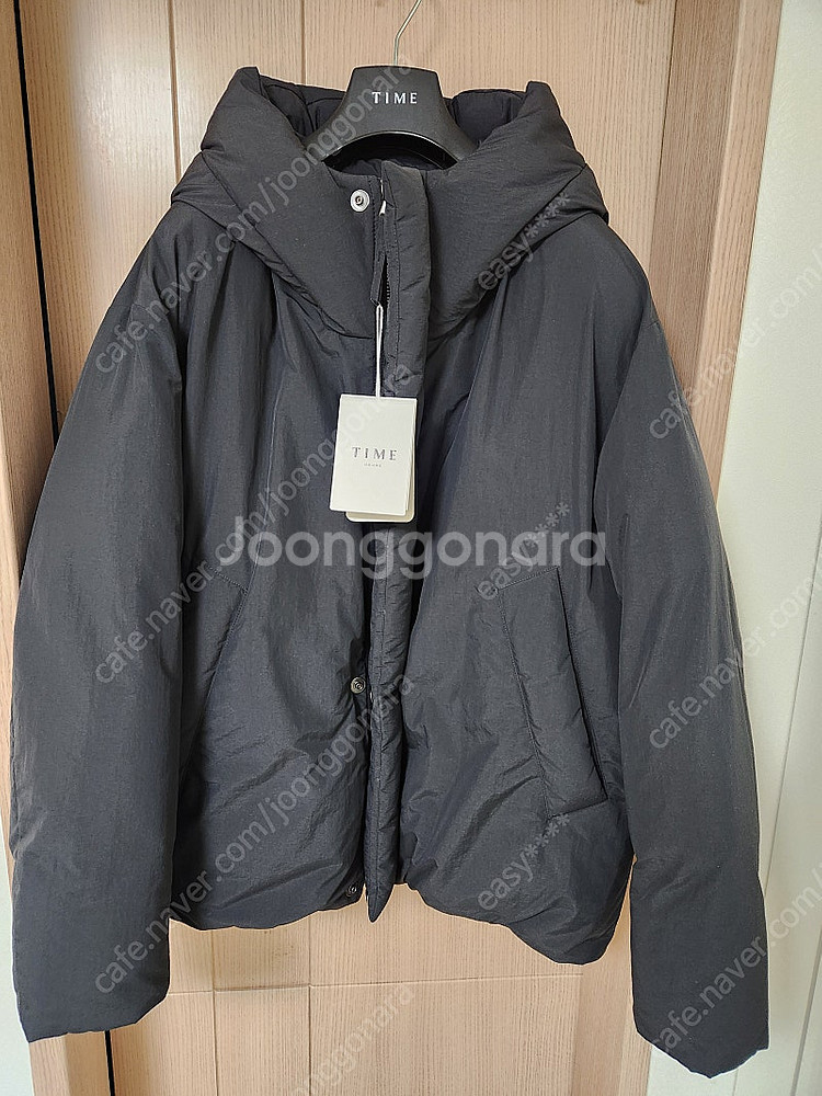 마지막[105]타임옴므 23fw 오버사이즈 후드 구스 다운 점퍼 차콜그레이 새상품--0