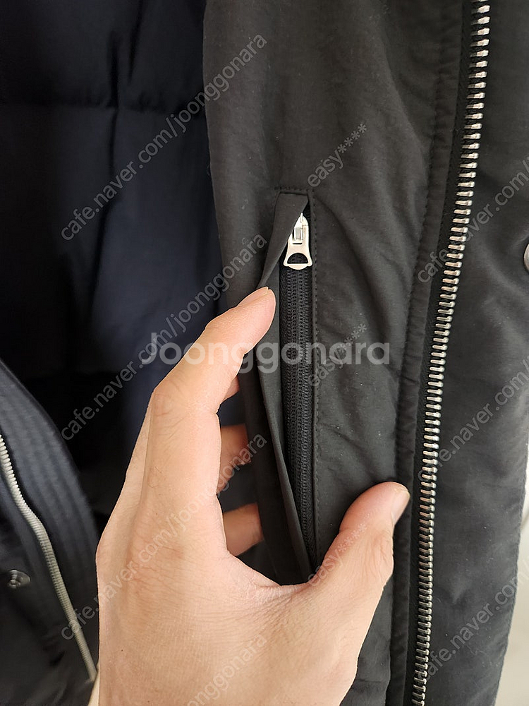 마지막[105]타임옴므 23fw 오버사이즈 후드 구스 다운 점퍼 차콜그레이 새상품--7