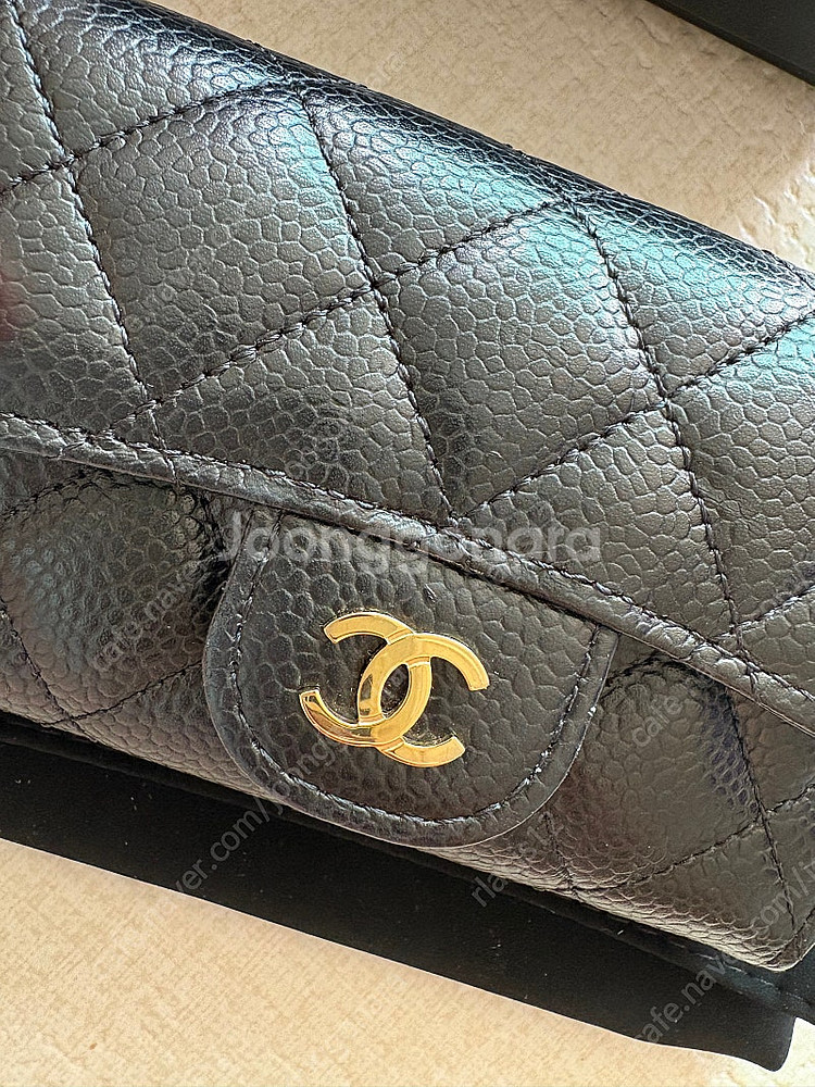 샤넬 캐비어 똑딱이 카드지갑--4