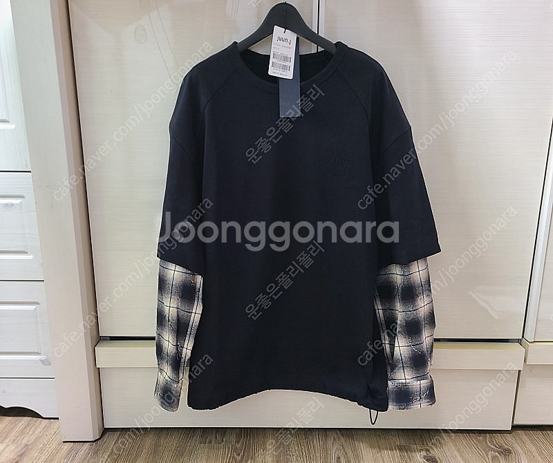 준지 레이어드 롱슬리브 체크듀얼에센셜셔츠블루종반팔바람막...--0