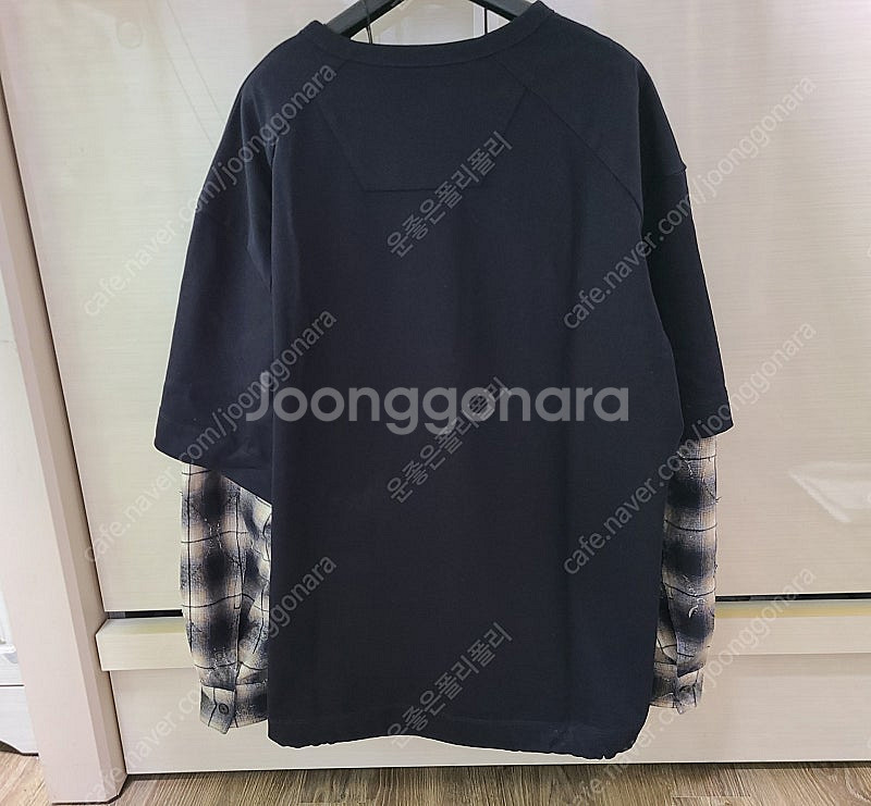 준지 레이어드 롱슬리브 체크듀얼에센셜셔츠블루종반팔바람막...--5