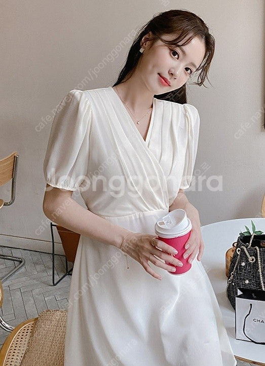 아뜨랑스 랩디자인 쉬폰 원피스--0