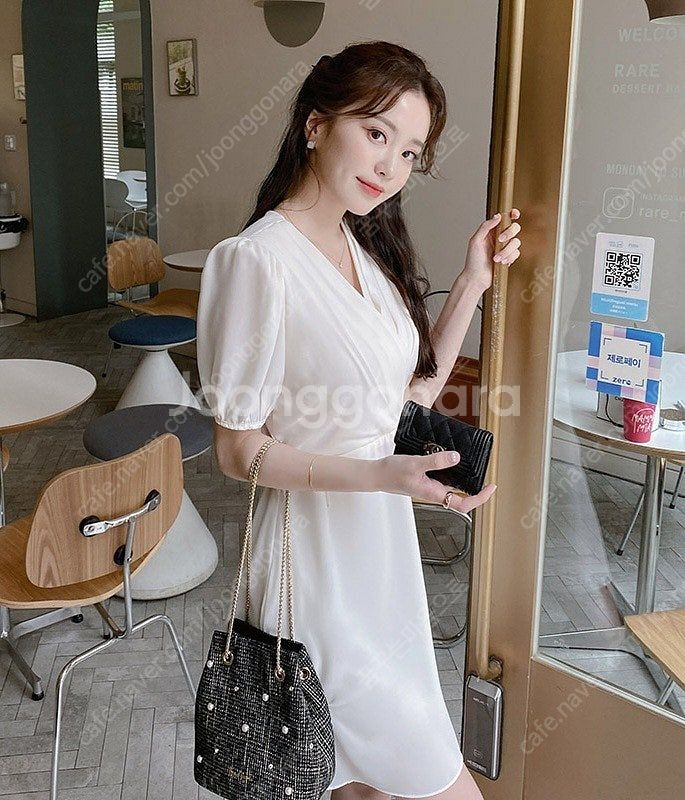 아뜨랑스 랩디자인 쉬폰 원피스--3