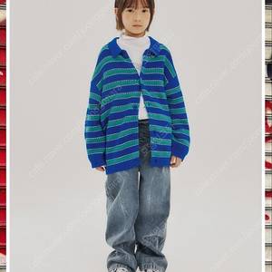 히로 스트라이프가디건 블루130