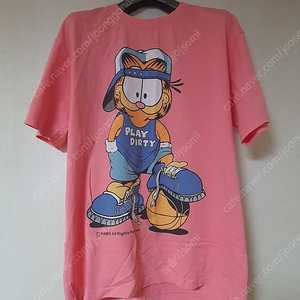 90's 빈티지 가필드 반팔 티셔츠 핑크