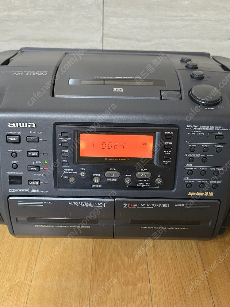 아이와 AIWA CSD-SR80 AM 스테레오 CD 붐박스, 라디오, 더블테크 이미지