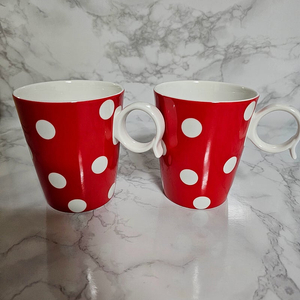 새상품-젠한국 러블리 도트 레드 머그 2p