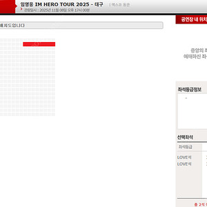 임영웅 대구 콘서트 11/8 토요일 LOVE석 3구역 3열 2연석 티켓양도