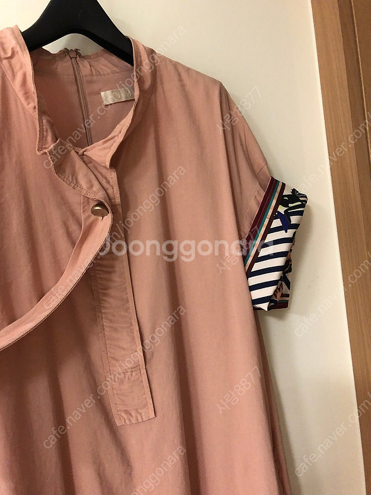 한섬 핑크 SJSJ 반팔 원피스 출근룩 올드머니룩 하객...--4