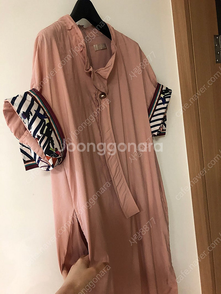 한섬 핑크 SJSJ 반팔 원피스 출근룩 올드머니룩 하객...--7