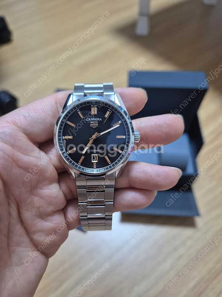태그호이어 까레라 39mm 로즈골드 검판--0