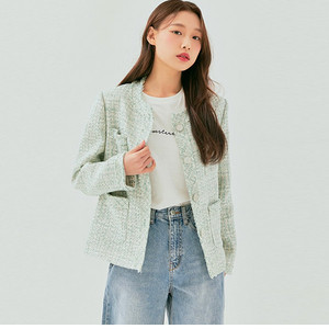 도톰한 산뜻한 민트 트위드 자켓 ( 여유핏)