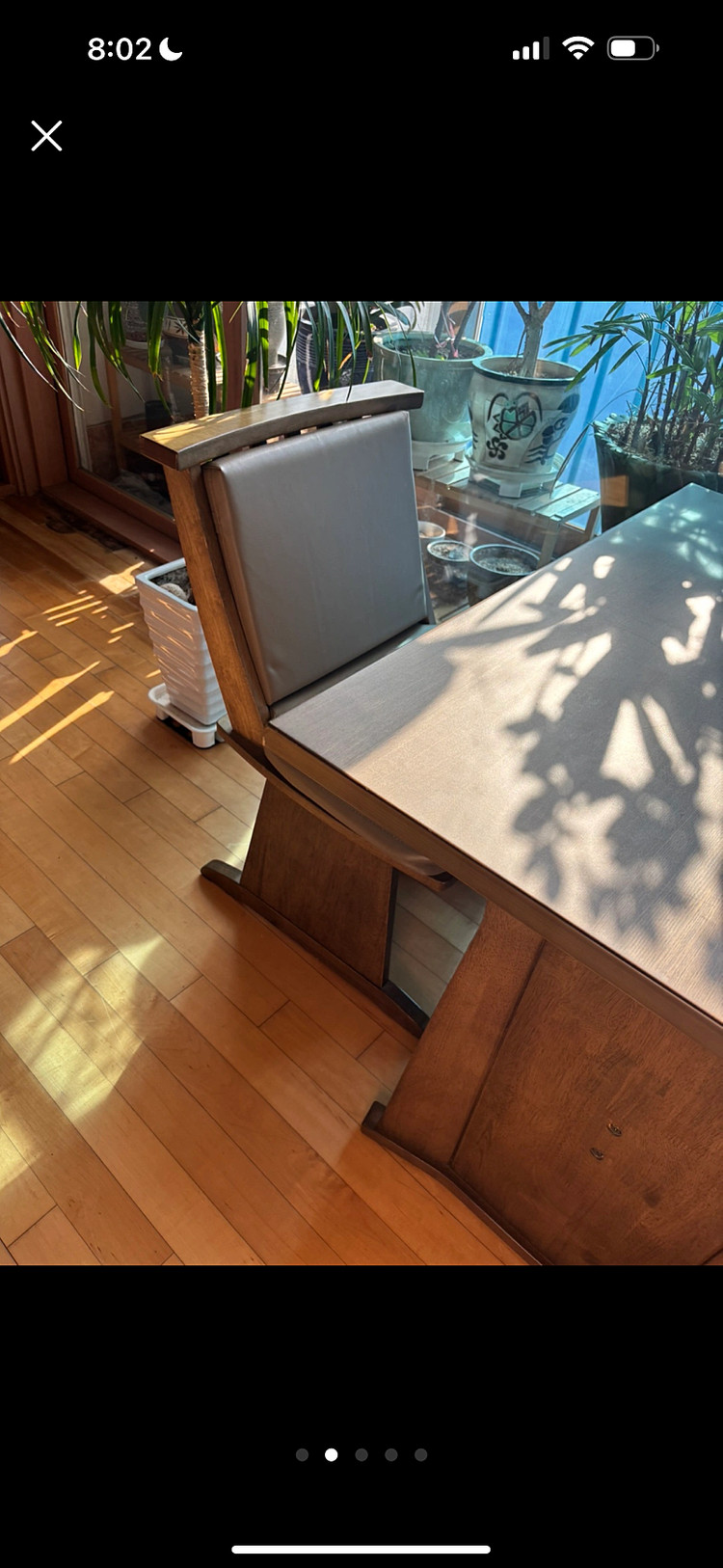 반값이하처분 브랜드가구 원목 테이블+ 브랜드원목가죽 회전의자 2개 세트 이미지