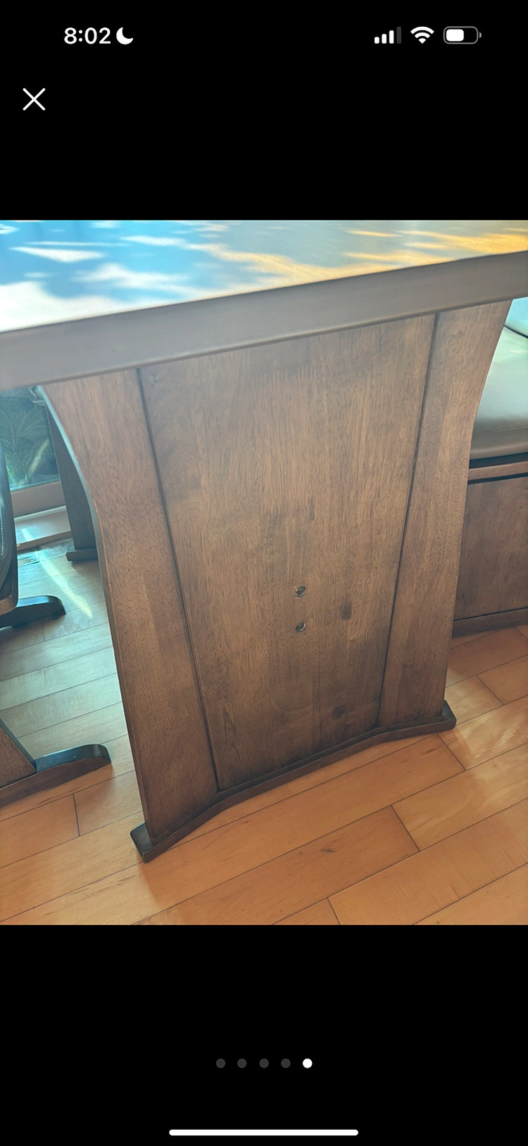 반값이하처분 브랜드가구 원목 테이블+ 브랜드원목가죽 회전의자 2개 세트 이미지