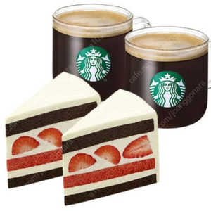 스타벅스 카페 아메리카노 T 2잔 + 딸기 초코 생크림 케이크 2개 모바일쿠폰