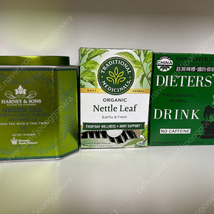 하니앤손스그린 티 위드 코코넛 진저 앤 바닐라 26티백+Traditional Medicinals 유기농 쐐기풀 잎, 카페인 무함유 티백 12개입+Uncle Lee's Tea, Di