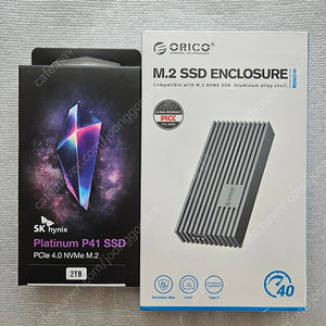 SK 하이닉스 Platinum P41 M.2 NVMe 2TB SSD+오리코 ORICO M234C3-U4 M.2 NVMe USB4 40Gbps 썬더볼트 외장케이스 미개봉 새제품