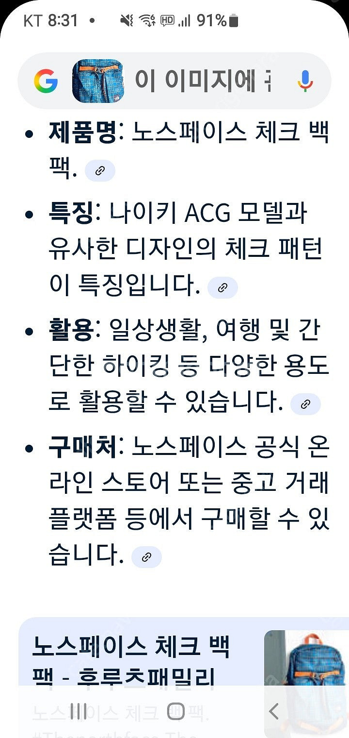 노스페이스 체크 백팩 블루 오렌지--3