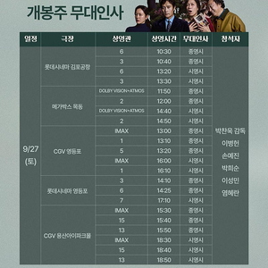어쩔수가없다 무대인사 용산 D열 통로 2연석 양도