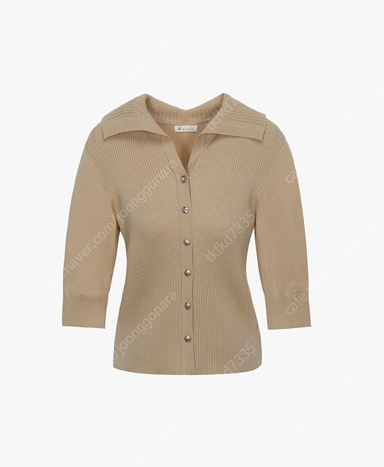 잇미샤 오픈카라 가디건 겸 상의 베이지컬러 팔아요--1