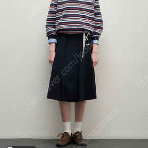 한섬 시스템 드로우스트링 스트라이프 탑