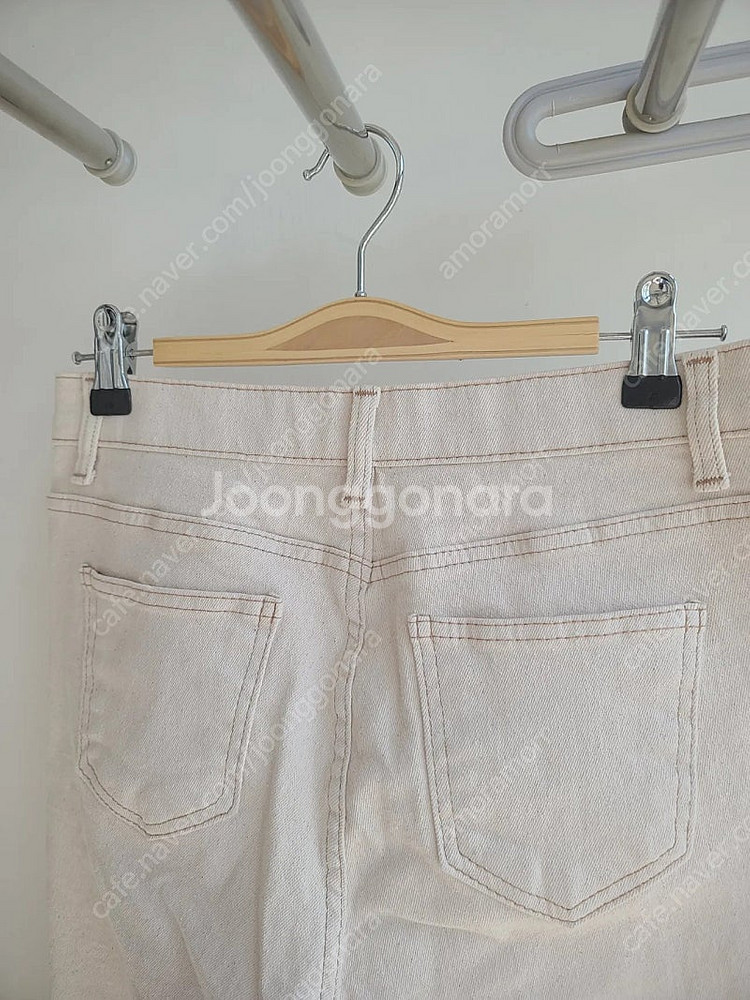 여성 연베이지 스판바지 슬림핏 세미부츠컷 밑단컷팅 팬츠...--3