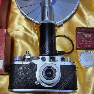 라이카바르낙(leica germany if 5647.. 1952년산), 렌즈leitz Elmar 50/1:3.5, 후레쉬eleytz wetzar germany, case.