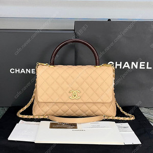 29번대 샤넬 코코핸들 미듐 캐비어 베이지 버건디 핸들 여성가방