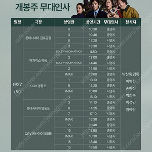 어쩔수가없다 무대인사 서울지역 A~D열 양도합니다
