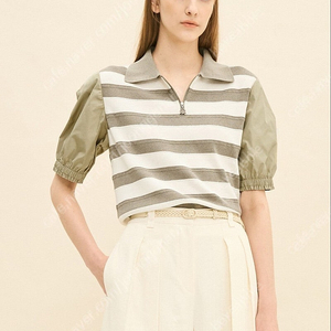 한섬 타임 실크블렌드 스트라이프 니트탑