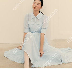 라인어디션 블루 플리츠원피스 미착용 새상품 55