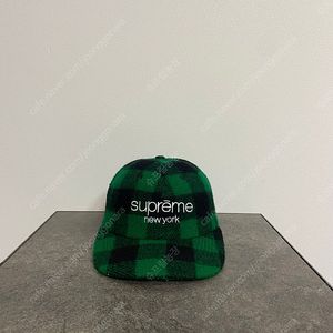 슈프림 클래식 로고 타탄 체크 그린 볼캡 모자