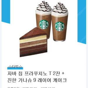 스타벅스 자바 칩 프라푸치노 T2잔 + 진한 가나슈 9 레이어 케이크