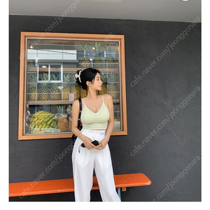 민트색 쫀쫀 골지 브이넥 탑 새상품