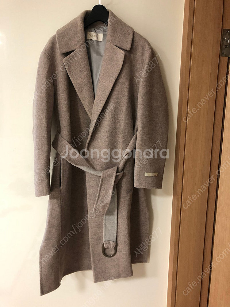 한섬 SJSJ 고급 울 벨트 멜란지핑크 핸드메이드 코트...--0