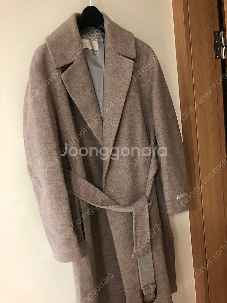 한섬 SJSJ 고급 울 벨트 멜란지핑크 핸드메이드 코트...--1