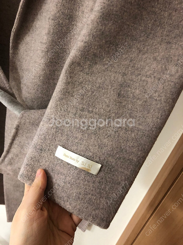 한섬 SJSJ 고급 울 벨트 멜란지핑크 핸드메이드 코트...--3