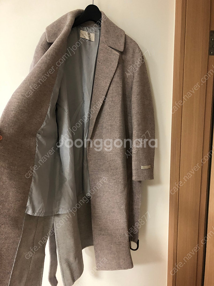 한섬 SJSJ 고급 울 벨트 멜란지핑크 핸드메이드 코트...--8
