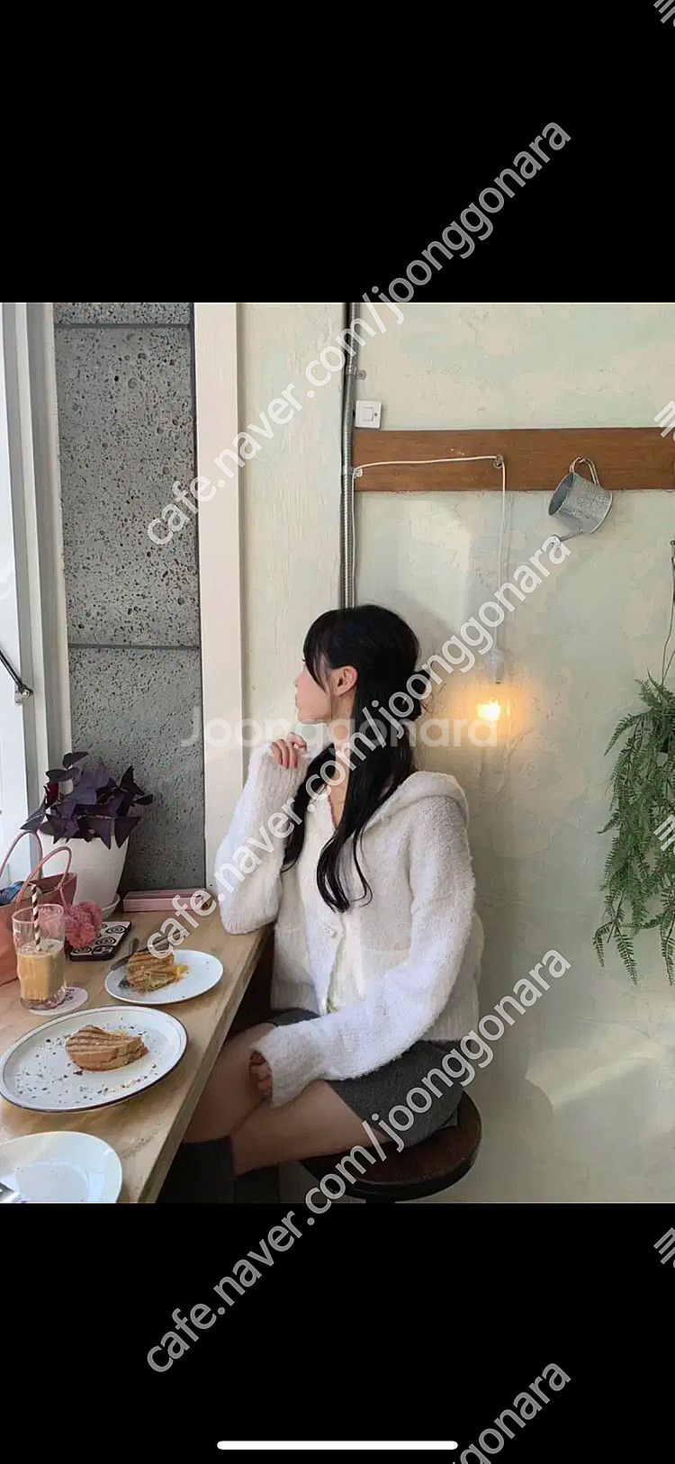 떡볶이 부클 후드 니트 가디건--1