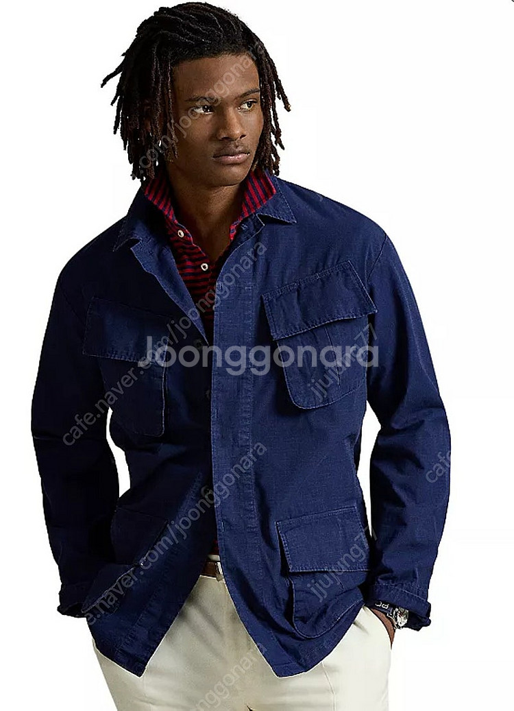 폴로랄프로렌/ 립스탑 오버셔츠 퍼티그자켓/ 네이비 m(새제품)--0