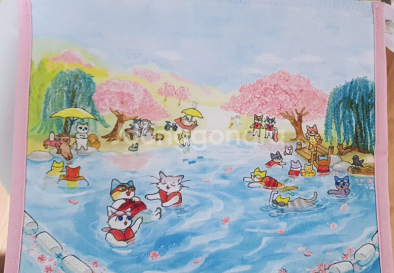 새제품) 품절한정판 벚꽃고양이 보냉백+텀블러 꽂을수 있...--3