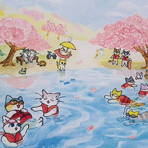 새제품) 품절한정판 벚꽃고양이 보냉백+텀블러 꽂을수 있는 빅백