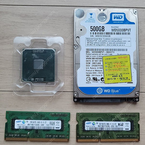 노트북 부품 t3500, ddr3 4g, hdd 500g